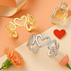 2Pcs 2 Colors Adjustable 304 Stainless Steel Hollow Heart Cuff Rings for Women RJEW-HY0001-09-3
