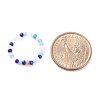 Glass Beaded Stretch Finger Ring with Cube for Women X-RJEW-JR00431-6