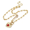 Mother's Day Brass Micro Pave Clear Cubic Zirconia Enamel Red Sacred Heart Mama Pendant Necklaces for Women NJEW-A071-12A-G-4