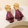 Alloy & Raffia Tassel Stud Earrings FS-WG3975A-01-2