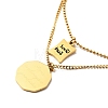Flat Round & Rectangle Pendants Double Layer Necklace NJEW-G085-01G-1