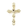 Religion Brass Micro Pave Clear Cubic Zirconia Connector Charms KK-G602-07G-09-1