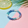 Glass Pearl Round Beaded Stretch Bracelet for Women BJEW-JB08532-4