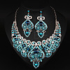 Alloy Rhinestone Bib Necklaces & Dangle Earrrings Sets for Women WG32480-05-1