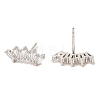 Crown Brass Micro Pave Cubic Zirconia Stud Earrings EJEW-L270-21P-2