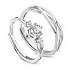 SHEGRACE Adjustable Rhodium Plated 925 Sterling Silver Couple Rings JR745A-1