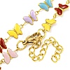 304 Stainless Steel Colorful Enamel Butterfly Link Chain Necklaces NJEW-P315-05G-2