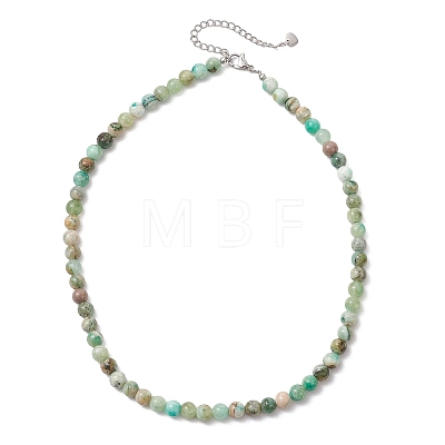 6.5MM Round Natural Green Line Jasper Beaded Necklaces for Women NJEW-JN05960-1