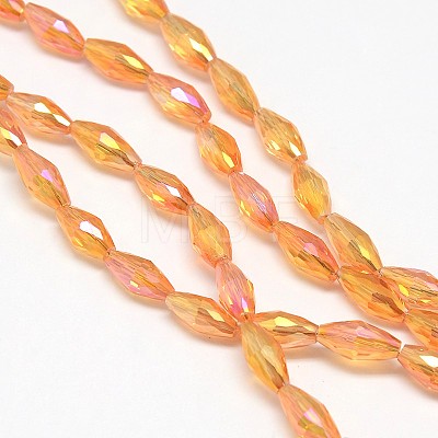 Electroplate Crystal Glass Rice Beads Strands EGLA-F042-A14-1