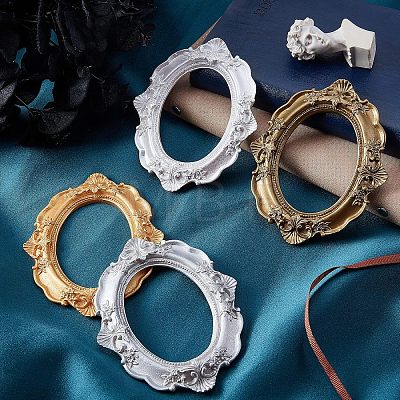 4Pcs 4 Colors Oval Retro Resin Photo Frames AJEW-FG0001-48-1