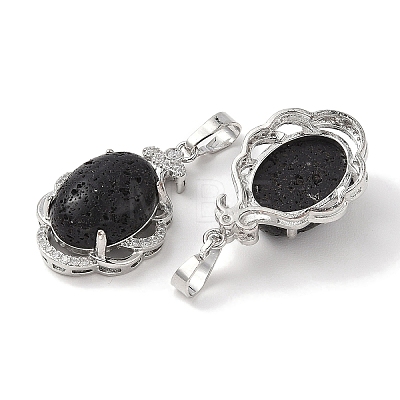 Natural Lava Rock Oval Pendants G-NH0025-15P-16-1