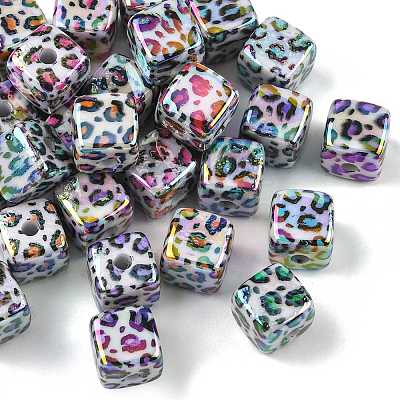 30Pcs UV Plating Opaque Acrylic Beads OACR-FS0002-56-1
