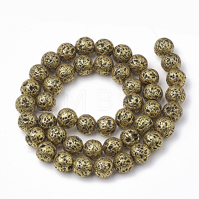 Electroplated Natural Lava Rock Beads Strands G-T098-01B-08-1