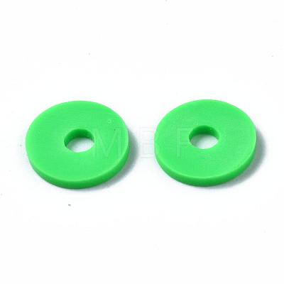 Flat Round Handmade Polymer Clay Beads CLAY-R067-10mm-08-1