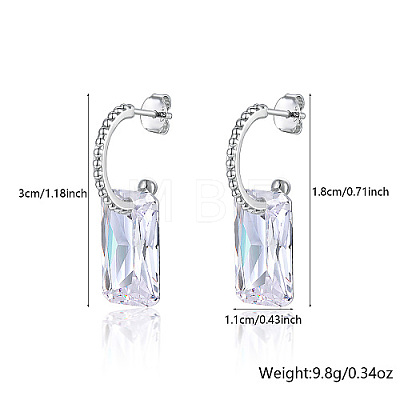 Anti-Tarnish Rhodium Plated 925 Sterling Silver Half Hoop Earrings RB2270-2-1