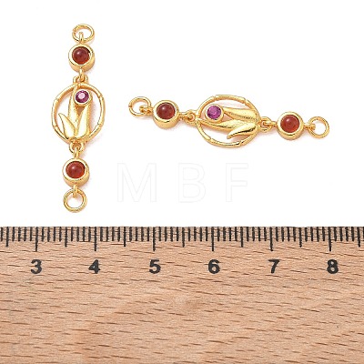 Brass Pave Cubic Zirconia Flower Links Connector Charms KK-D113-04G-01-1