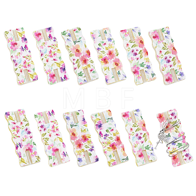 12Pcs Flower Printed Polyester Necklace Anti-Winding Display Cards CDIS-OC0001-14B-1