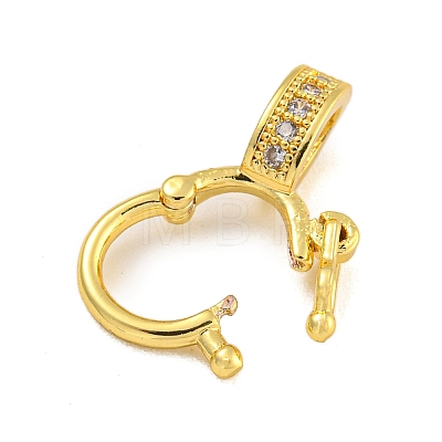 Rack Plating Round Ring Brass Micro Pave Clear Cubic Zirconia Twister Clasps KK-F876-07G-01-1