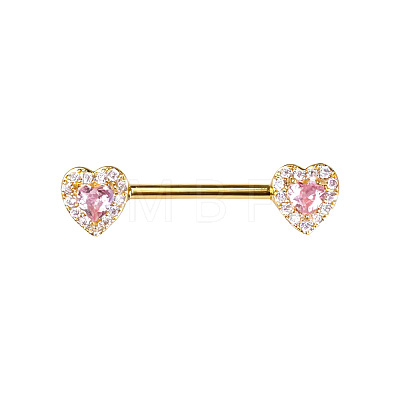 Brass Rose Rhinestone Heart Barbell Nipple Rings FS-WGE2017-02-1