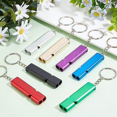 GOMAKERER 7Pcs 7 Colors Aluminum Alloy Double Frequency Whistles AJEW-GO0001-17-1