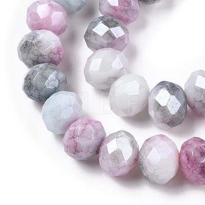 Faceted Electroplated Glass Beads Strands GLAA-C023-02-B05-1