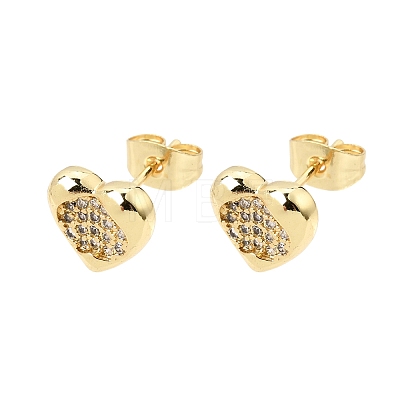Brass Micro Pave Cubic Zirconia Stud Earrings for Women KK-CBABCD6-07G-1