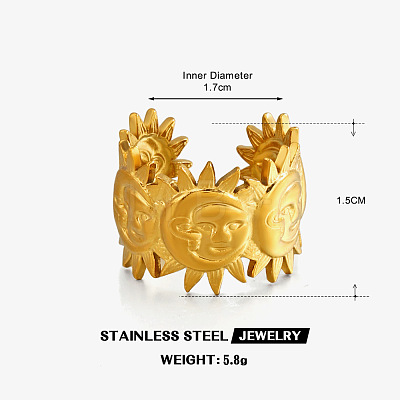 304 Stainless Steel Open Cuff Rings for Women WG56251-01-1