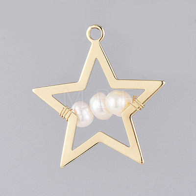 Natural Cultured Freshwater Pearl Pendants X-PALLOY-JF00404-1