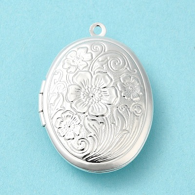 Rack Plating Brass Locket Pendants KK-K277-03S-1