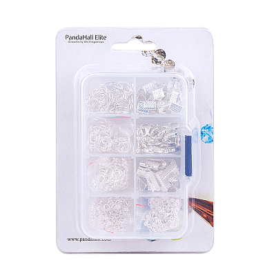   Jewelry Basics Class Kit Silver Lobster Clasp Jump Rings Alloy Drop End Pieces Ribbon Ends Mix 8 Style in In A Box FIND-PH0002-01S-B-1