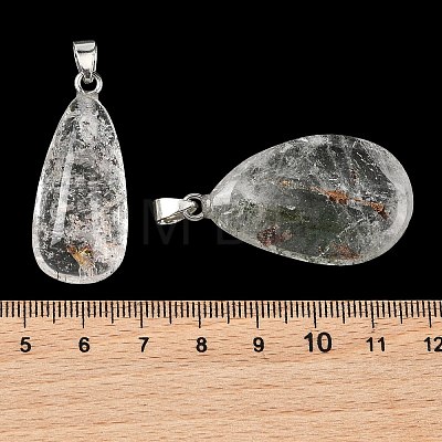 Natural Green Lodolite Quartz/Green Phantom Quartz Tumbled Stone Pendants GG-K002-06R-1
