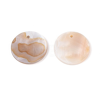 Natural Freshwater Shell Disc Charms BSHE-T014-42A-1