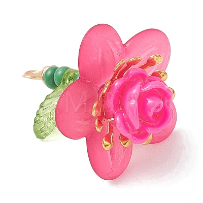 Glass Seed Beaded Rose Flower Pendants PALLOY-MZ01231-01-1