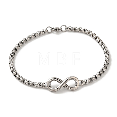 316 Surgical Stainless Steel Box Chain Infinity Link Bracelets BJEW-Q349-10AS-1