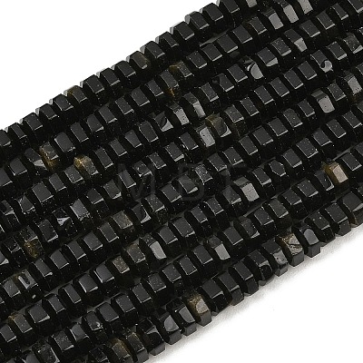 Natural Golden Sheen Obsidian Beads Strands G-G317-A31-3X6MM-1