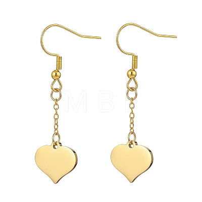 3 Pair 3 Style Heart & Flat Round & Square 304 Stainless Steel Dangle Earrings EJEW-JE05164-1