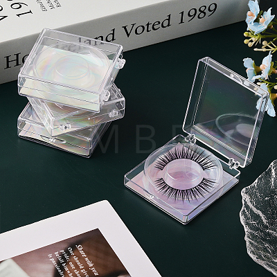 Portable Clear Rectangle Empty Eyelash Case CON-WH0086-077A-1