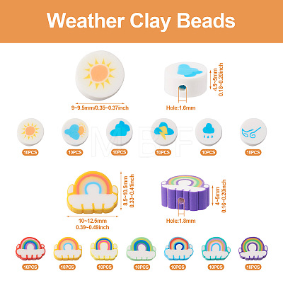 130Pcs 13 Style Weather Theme Handmade Polymer Clay Beads CLAY-TA0001-19-1