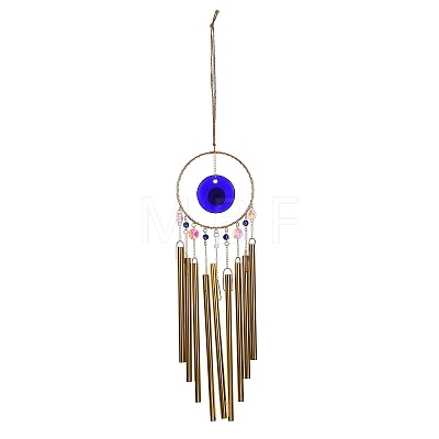 Boho Glass Evil Eye Wind Chime HJEW-G028-02-1