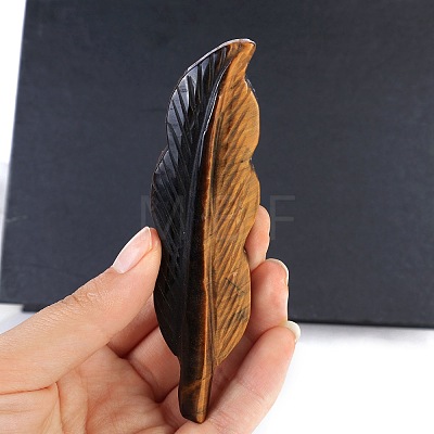 Natural Tiger Eye Feather Sculpture Display Decorations PW-WG8FA7B-01-1