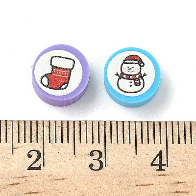 Printed Handmade Polymer Clay Beads CLAY-I016-08C-1