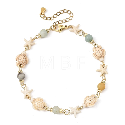 Ocean Starfish Turtle Anklets AJEW-AN00847-03-1