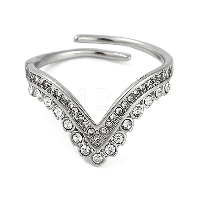 304 Stainless Steel Ring with Rhinestones RJEW-D083-07P-1