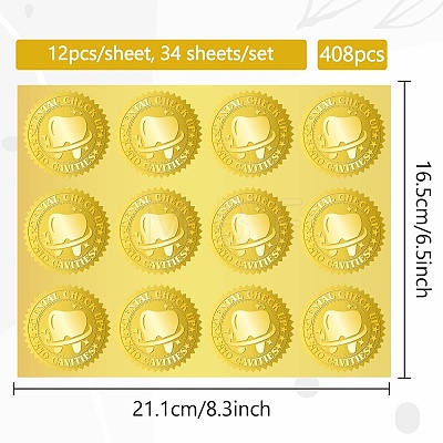 34 Sheets Self Adhesive Gold Foil Embossed Stickers DIY-WH0509-079-1