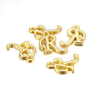 Golden Plated Alloy Letter Pendants X-PALLOY-J718-01G-R-1