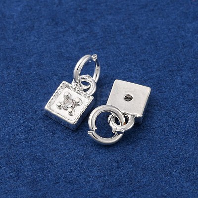 Brass Micro Pave Cubic Zirconia Charms KK-C071-12S-1