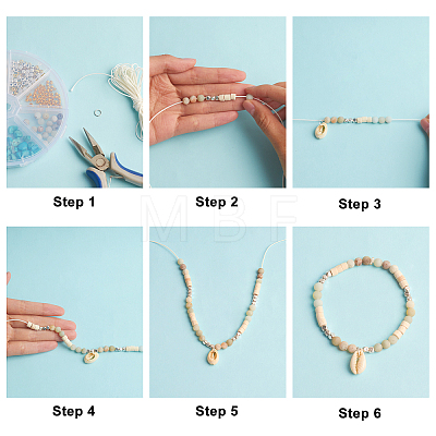 ARRICRAFT DIY Natural Shell & Gemstone Stretch Bracelet Making Kit DIY-AR0002-51-1