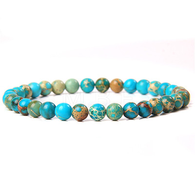 Synthetic Imperial Jasper Round Beaded Stretch Bracelet SF8562-19-1-1