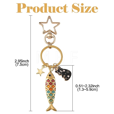 Alloy & 304 Stainless Steel Enamel Keychains KEYC-YW00269-1