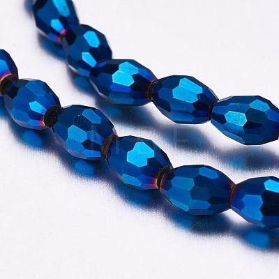 Full Plated Glass Faceted Rice Beads Strands GLAA-A030A-FP04-1